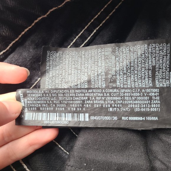 Zara Woman Premium Denim Collection Black Raw Hem Ankle Wide Leg Jeans US 4 - Picture 10 of 15